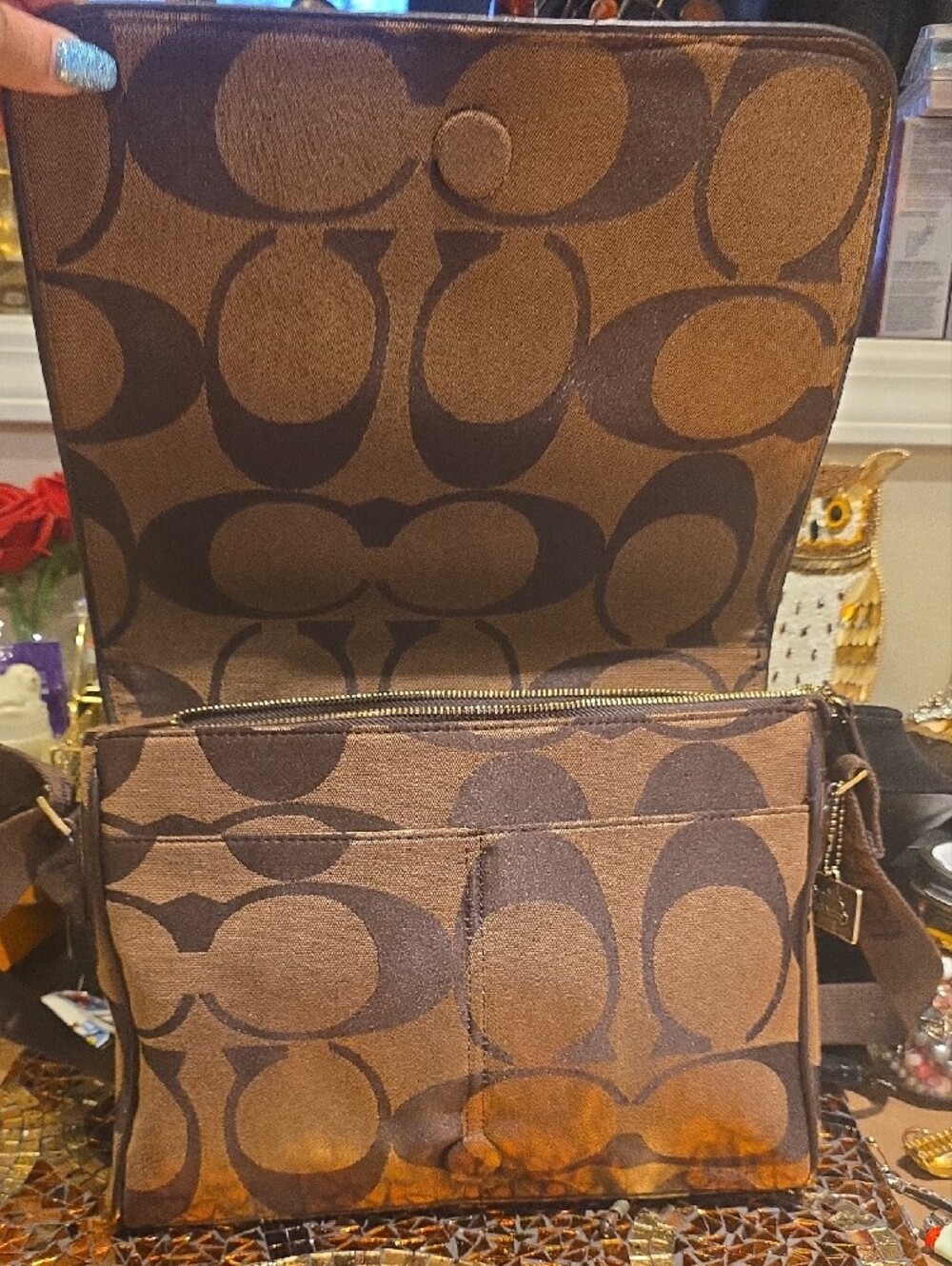 Coach Brown Signature Canvas Crossbody Bag - Picture 5 of 16